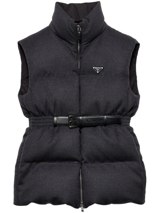 Prada belted down-padded gilet
