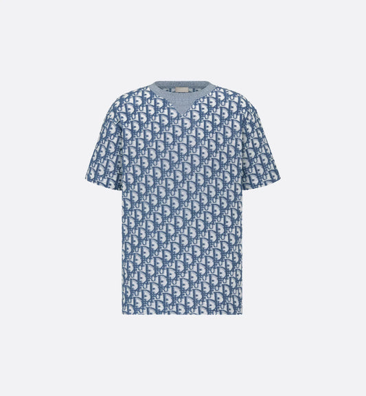 Dior Oblique T-Shirt Relaxed Fit Blue and White