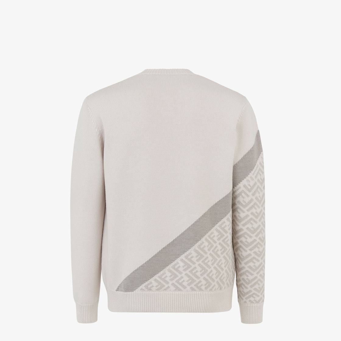 Fendi FF-motif intarsia-knit virgin wool blend sweater in a cream and taupe colourway