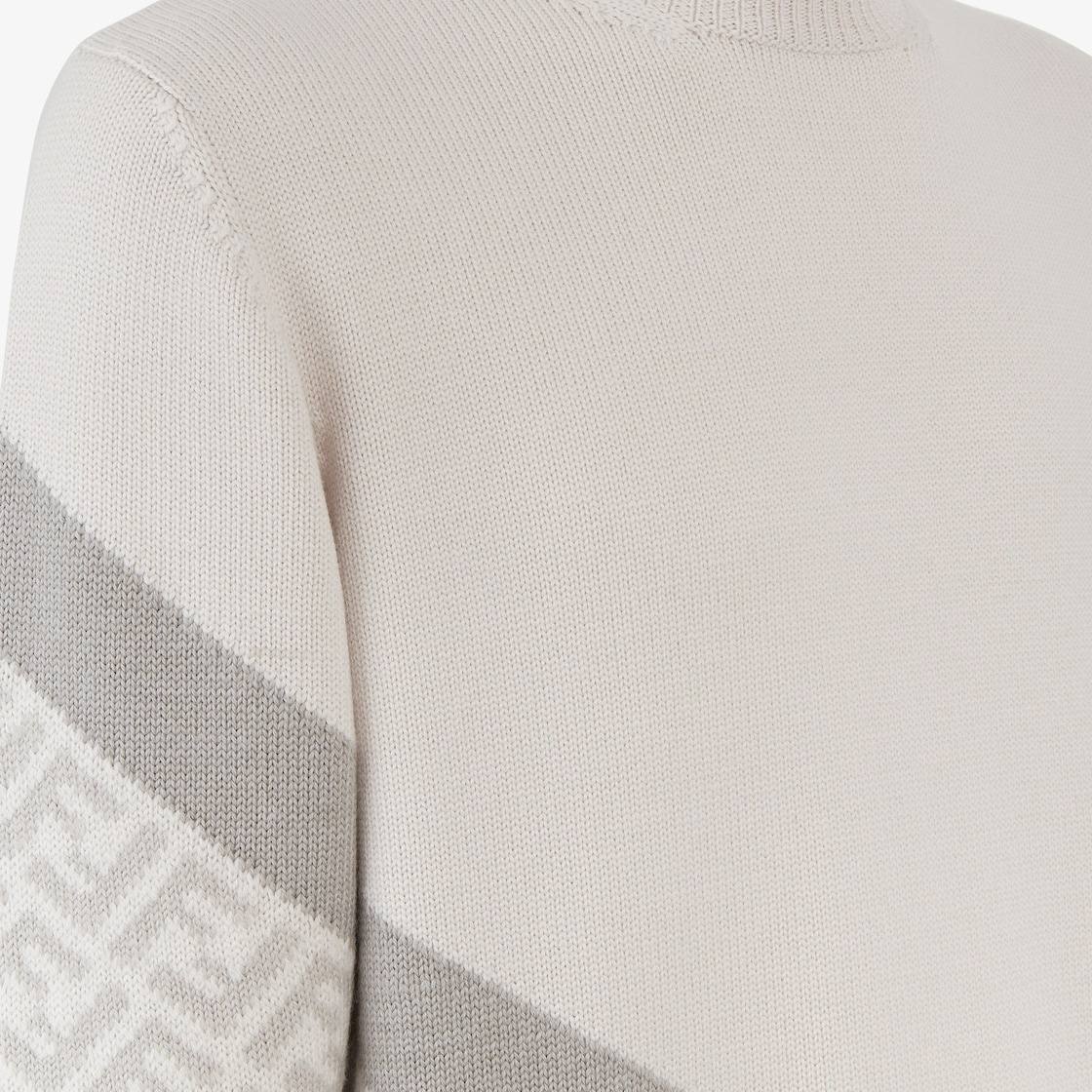 Fendi FF-motif intarsia-knit virgin wool blend sweater in a cream and taupe colourway