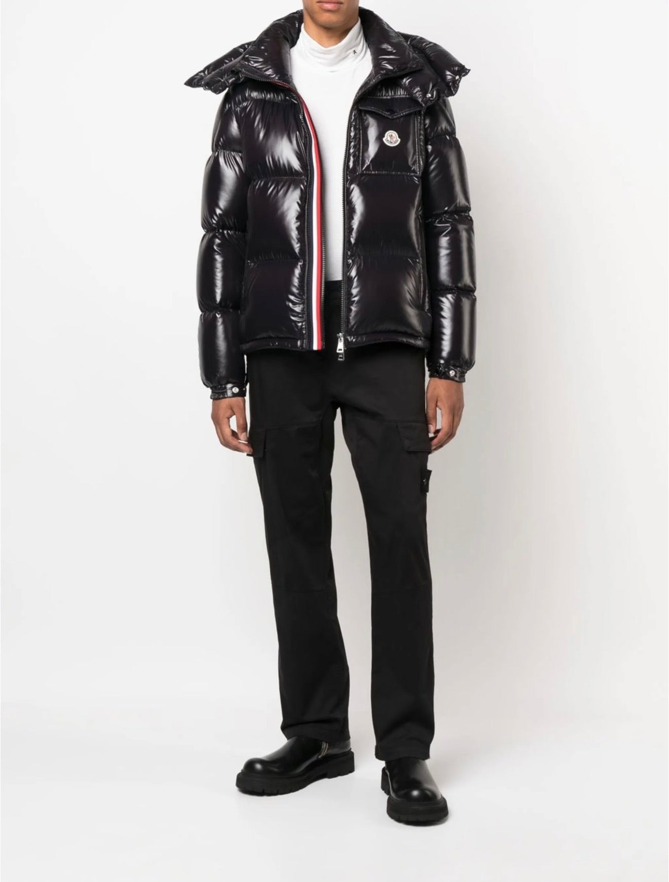 Moncler high-shine padded jacket in black