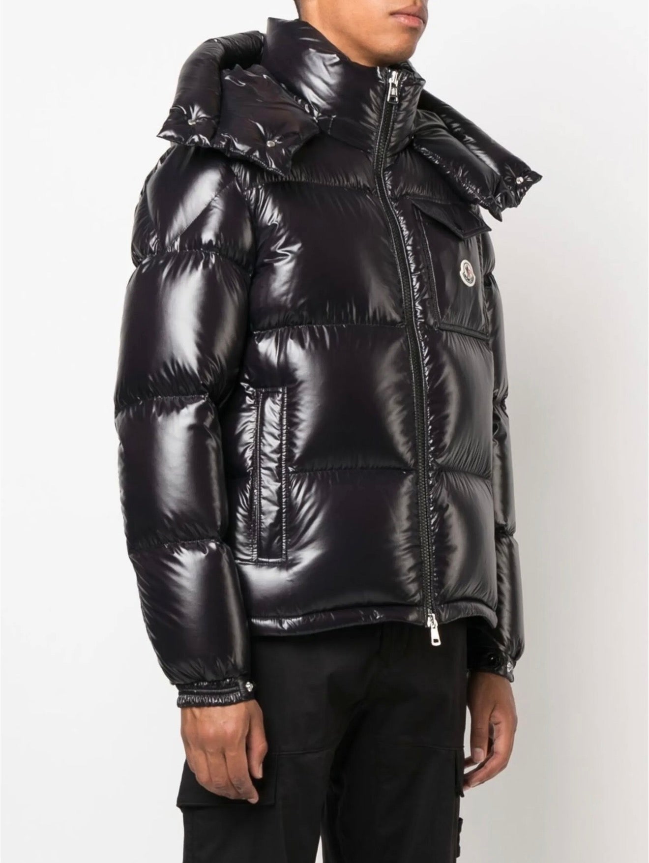 Moncler high-shine padded jacket in black