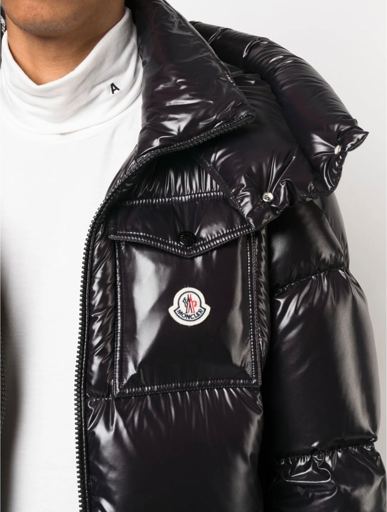 Moncler high-shine padded jacket in black