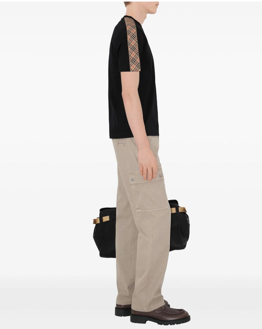 Burberry checkered-trim cotton T-shirt