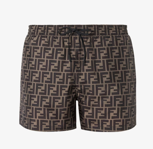 FENDI Brown fabric swim shorts