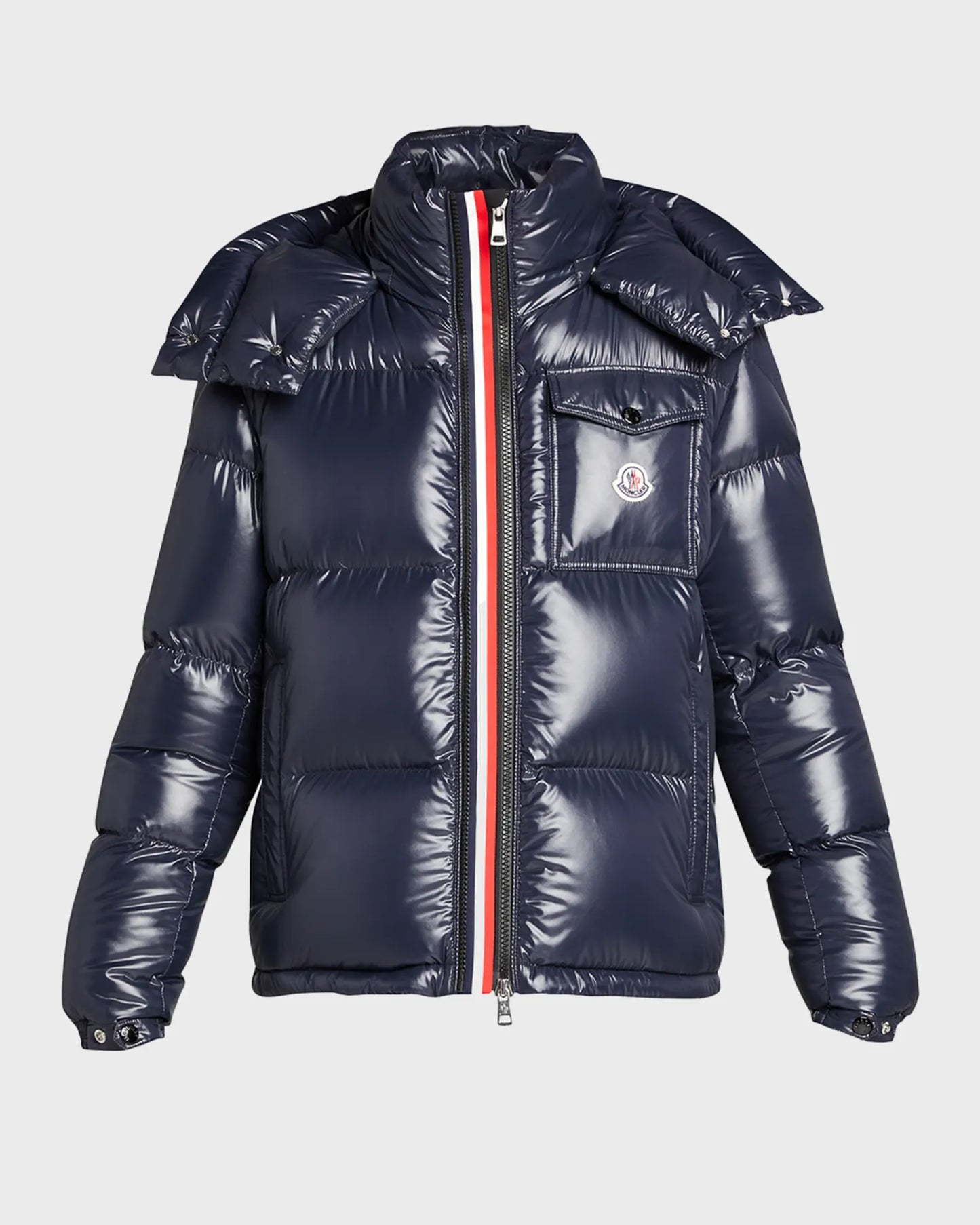 Moncler high-shine padded jacket in dark blue