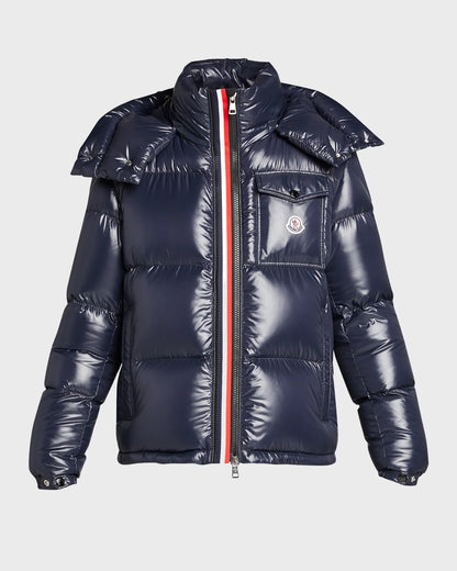 Moncler high-shine padded jacket in dark blue